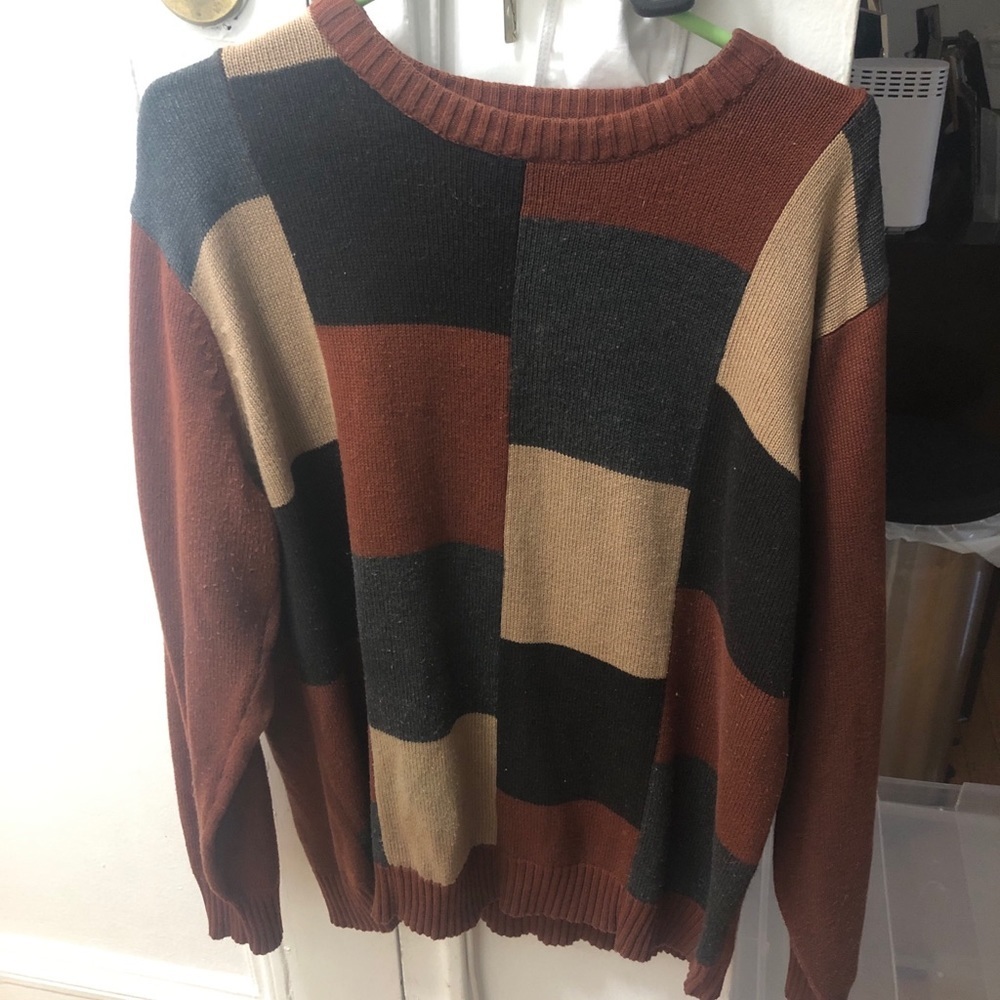 Oscar De La Renta Color Block Mens Crewneck Pullover Sweater XL